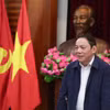 Bộ trưởng Bộ Văn hóa, Thể thao và Du lịch Nguyễn Văn Hùng phát biểu tại buổi làm việc. (Ảnh: Nam Nguyễn/Vietnam+)