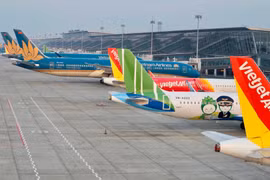 Máy bay của các hãng hàng không Việt Nam tại Sân bay Quốc tế Nội Bài. (Ảnh: PV/Vietnam+)
