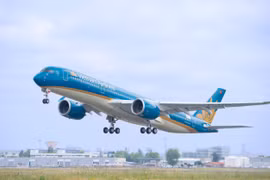 Tàu bay thân rộng Airbus A350 được Vietnam Airlines. (Ảnh: PV/Vietnam+)