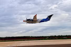 Chuyến bay hiệu chuẩn đầu tiên đã vào vùng trời Long Thành, từ 6h ngày 26/9. (Ảnh: PV/Vietnam+)