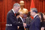 Tổng Bí thư, Chủ tịch nước Tô Lâm tiếp đồng chí Miguel Mejia, Tổng Bí thư Đảng Phong trào Cánh tả Thống nhất (MIU), Cộng hòa Dominica. (Ảnh: Thống Nhất/TTXVN)