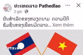 Bài đăng trên trang Facebook chính thức của tờ Pathetlao. ?(Ảnh: TTXVN phát)