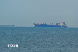 Tàu thương mại neo ngoài khơi Các tiểu vương quốc Arab thống nhất (UAE) trên eo biển Hormuz, ngày 2/3/2026. (Ảnh: Anadolu Agency/TTXVN)