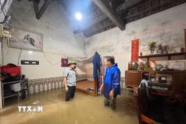 Toàn xã Nông Cống có 278 hộ thực hiện sơ tán tại chỗ. (Ảnh: TTXVN phát)