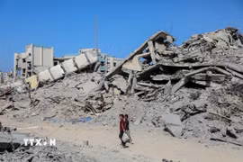 Quang cảnh tại thành phố Gaza ngày 19/10/2025. (Ảnh: THX/TTXVN)