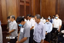 Các bị cáo tại phiên tòa. (Ảnh: Hồng Đạt/TTXVN)