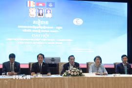 Đoàn chủ tịch tại Đại hội VCBA lần thứ nhất, nhiệm kỳ 2025-2029. (Ảnh: Hoàng Minh/TTXVN)
