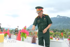 Tuổi đã cao nhưng ông Phạm Ngọc Hiệu vẫn không quản ngại lặn lội khắp các nghĩa trang từ Bắc vào Nam, kết nối với ban liên lạc các quân đoàn để xác minh dữ liệu. (Ảnh: Hải Yến/TTXVN)