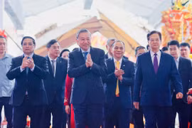Tổng Bí thư Tô Lâm, Thủ tướng Chính Phủ Phạm Minh Chính, cùng các lãnh đạo, nguyên lãnh đạo Đảng, Nhà nước, Chính phủ, thành phố Hà Nội tham dự sự kiện Khánh thành Trung tâm Hội chợ Triển lãm Quốc gia.