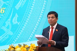 Ông Nguyễn Đức Tuy, Chủ tịch Hội đồng nhân dân tỉnh Quảng Ngãi khóa XIV phát biểu nhận nhiệm vụ tại kỳ họp. (Ảnh: Đinh Hương/TTXVN)