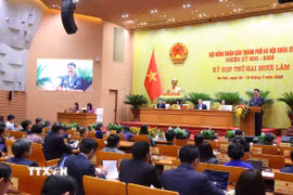 Quang cảnh tại Kỳ họp thứ 25, Hội đồng Nhân dân thành phố Hà Nội. (Ảnh: Văn Điệp/TTXVN)