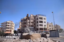 Các lực lượng an ninh Syria tại thành phố Sweida ngày 15/7. (Ảnh: THX/TTXVN)