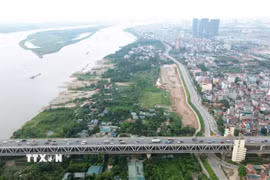 Dự án Công viên công cộng phường Phú Thượng thuộc Trục đại lộ cảnh quan sông Hồng (Hà Nội) đang trong giai đoạn chuẩn bị triển khai. (Ảnh: Quốc Khánh/TTXVN)