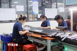 Công ty TNHH Công nghệ điện tử Freeport Việt Nam, Khu Công nghiệp Đồng Văn I đã và đang triển khai nhiều chính sách ưu đãi hấp dẫn nhưng vẫn khó tuyển dụng do nguồn lao động khan hiếm. (Ảnh: Nguyễn Chinh/TTXVN)