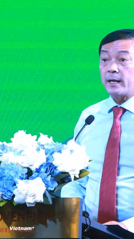 Thứ trưởng Bộ Nông nghiệp và Môi trường Lê Trọng Yên phát biểu tại hội thảo. (Ảnh: PV/Vietnam+)