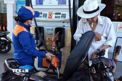 Mua bán xăng sinh học tại một cửa hàng của Petrolimex. (Ảnh: Trần Việt/TTXVN)