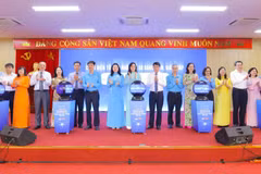 Lễ phát động Phong trào thi đua “Sáng kiến mỗi ngày” năm 2026 và khởi động Cuộc thi “Nhóm giải pháp Đổi mới sáng tạo - Chuyển đổi số ngành Công Thương”. (Ảnh: PV/Vietnam+)