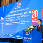 Tiến sỹ Hà Anh Đức - Cục trưởng Cục Quản lý Khám chữa bệnh phát biểu tại Đại hội Tim mạch Toàn quốc lần thứ 20. (Ảnh: PV/Vietnam+)