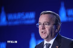 Bộ trưởng Quốc phòng Đức Boris Pistorius phát biểu tại một Diễn đàn an ninh ở Warsaw, Ba Lan. (Ảnh: PAP/TTXVN)