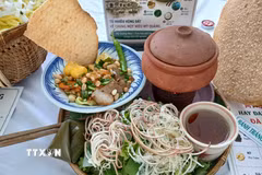 Từ món ăn dân gian, Mì Quảng đã trở thành di sản văn hóa phi vật thể của Việt Nam. (Ảnh: Mỹ Hà/TTXVN)