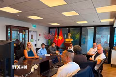 Các chuyên gia Israel giới thiệu và trao đổi về một số công nghệ có tiềm năng hợp tác như AI, an ninh mạng, công nghệ lượng tử, dữ liệu, công nghệ y tế và ứng dụng AI trong doanh nghiệp. (Ảnh: TTXVN phát)