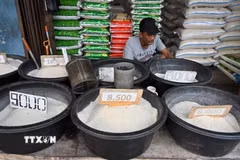 Gạo được bày bán tại Jakarta, Indonesia. (Ảnh: AFP/TTXVN)