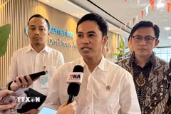 Thứ trưởng Bộ Y tế Indonesia Dante Saksono Harbuwono trả lời phỏng vấn TTXVN tại Indonesia. (Ảnh Minh Thái/TTXVN)