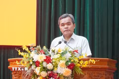 Bí thư Tỉnh ủy Quảng Ngãi Hồ Văn Niên phát biểu tại Hội nghị. (Ảnh: Cao Nguyên/TTXVN)