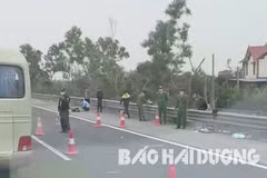 Hiện trường vụ tai nạn giao thông xảy ra sáng 11/1 trên cao tốc Hà Nội - Hải Phòng, đoạn qua huyện Thanh Hà (Ảnh: Báo Hải Dương)