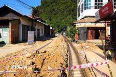 Dự án xây dựng kênh mương từ nguồn vốn thực hiện các chương trình mục tiêu quốc gia ở xã Nam Tuấn, tỉnh Cao Bằng. (Ảnh: Chu Hiệu/TTXVN)
