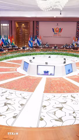 Quang cảnh Hội nghị thượng đỉnh BRICS lần thứ 18 tại New Delhi, Ấn Độ. (Ảnh: ANI/TTXVN phát)