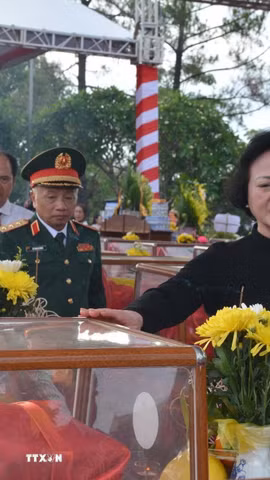 Bà Phạm Thị Thanh Trà, Bí thư Trung ương Đảng, Phó Thủ tướng Chính phủ làm Trưởng Ban Chỉ đạo quốc gia về tìm kiếm, quy tập và xác định danh tính hài cốt liệt sỹ. (Ảnh: Trịnh Duy Hưng/TTXVN)