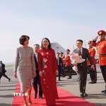 Phó Chủ tịch nước Võ Thị Ánh Xuân đến thủ đô Tbilisi, bắt đầu thăm chính thức Gruzia. (Ảnh: Tâm Hằng/TTXVN)