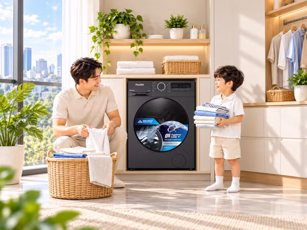 Bộ đôi giặt sấy Funiki giúp gia đình chủ động chăm sóc quần áo hằng ngày 