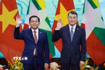 Thủ tướng Lê Minh Hưng hội kiến Tổng thống nước Cộng hòa Liên bang Myanmar Min Aung Hlaing. (Ảnh: Dương Giang/TTXVN)