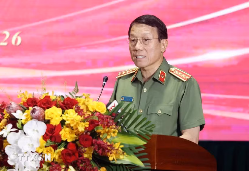 Đại tướng Lương Tam Quang, Bộ trưởng Bộ Công an phát biểu. (Ảnh: Danh Lam/TTXVN)
