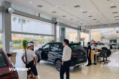 Hàng loạt các mẫu ôtô đang được khuyến mãi, kích cầu lớn trước tháng Ngâu. (Ảnh: PV/Vietnam+)