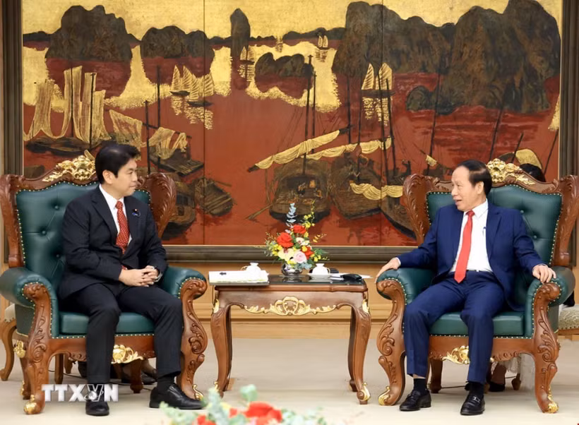 Phó Thủ tướng Lê Tiến Châu tiếp ngài Matsumoto Yōhei, Bộ trưởng Giáo dục, Văn hóa, Thể thao, Khoa học và Công nghệ Nhật Bản. (Ảnh: Tuấn Anh/TTXVN)