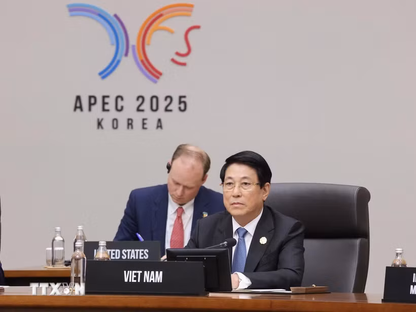 Chủ tịch nước Lương Cường dự Hội nghị Cấp cao Diễn đàn Hợp tác kinh tế châu Á-Thái Bình Dương (APEC) lần thứ 32. (Ảnh: Lâm Khánh/TTXVN)