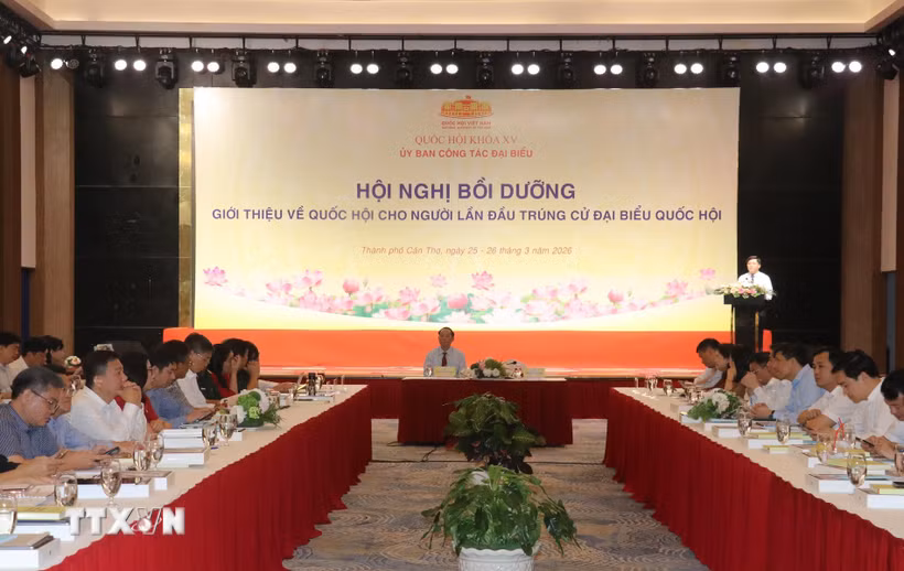 Quang cảnh hội nghị bồi dưỡng, giới thiệu về Quốc hội cho người lần đầu trúng cử đại biểu Quốc hội. (Ảnh: Ngọc Thiện/TTXVN)