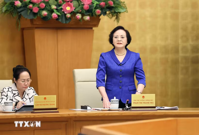 Đồng chí Phạm Thị Thanh Trà, Bí thư Trung ương Đảng, Phó Thủ tướng, Trưởng Ban Chỉ đạo Nhà nước về Du lịch phát biểu. (Ảnh: An Đăng/TTXVN)