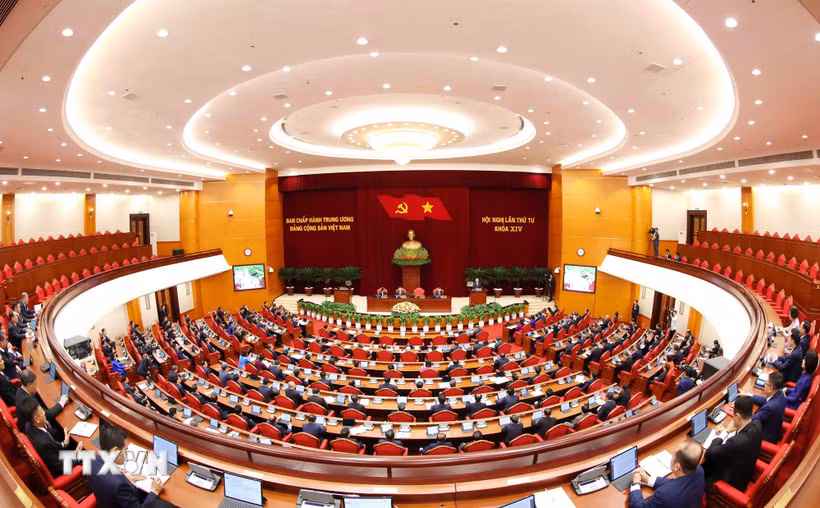 Phiên Khai mạc Hội nghị lần thứ tư Ban Chấp hành Trung ương Đảng khóa XIV. (Ảnh: Phương Hoa/TTXVN)