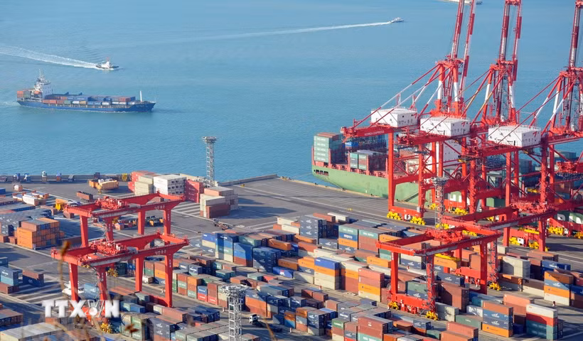 Cảng hàng hóa Busan, Hàn Quốc. (Ảnh: AFP/TTXVN)