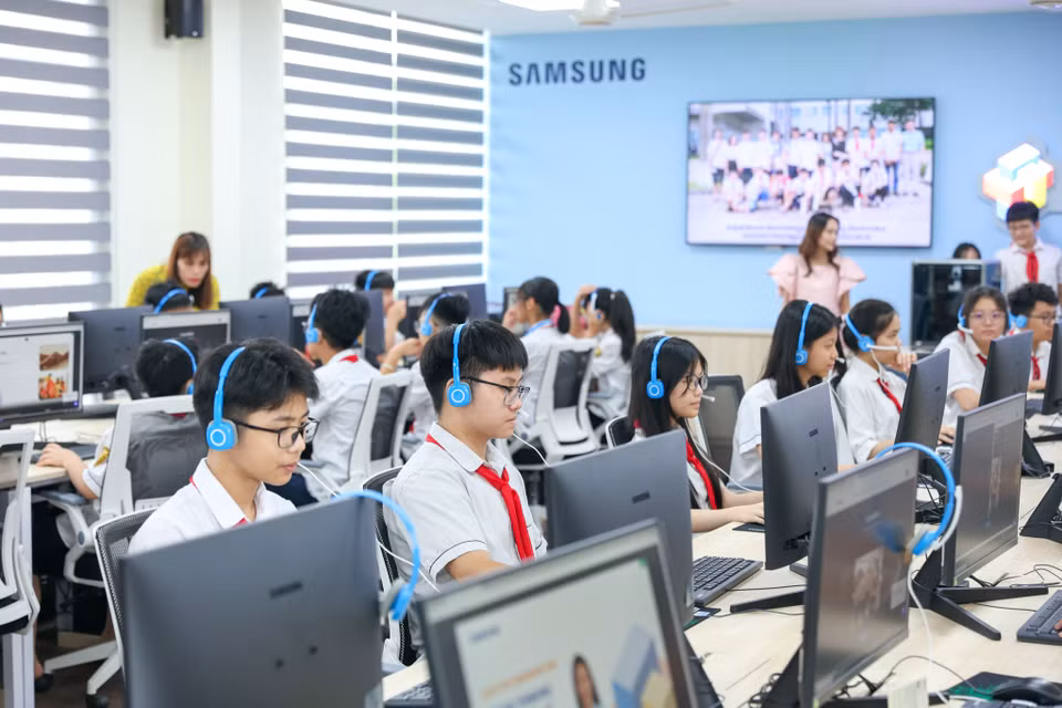 Đây là phòng học được trang bị hiện đại nhất tại nhà trường. (Ảnh: Minh Sơn/Vietnam+)