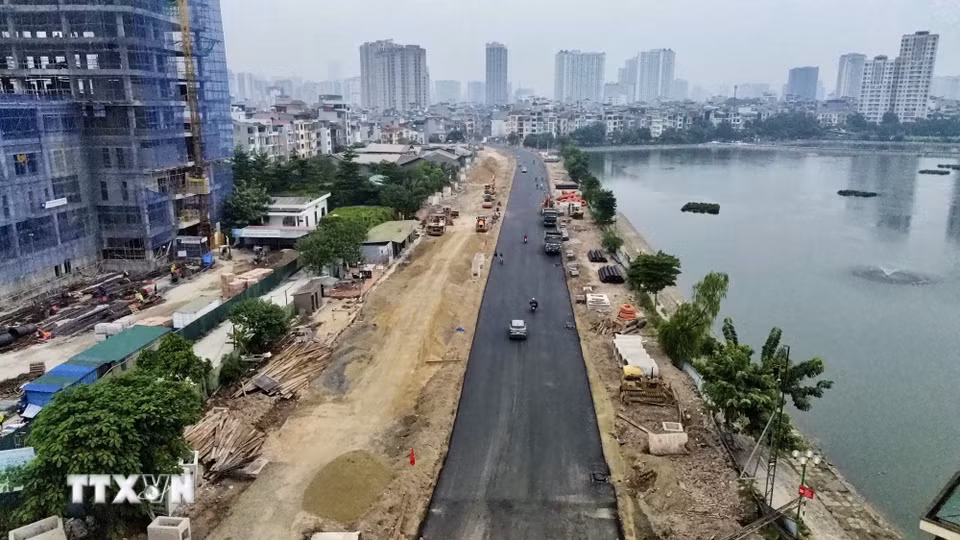 Đoạn tuyến Nguyễn Trãi-Đầm Hồng thông xe kỹ thuật ngày 10/10. (Ảnh: Trần Việt/TTXVN)