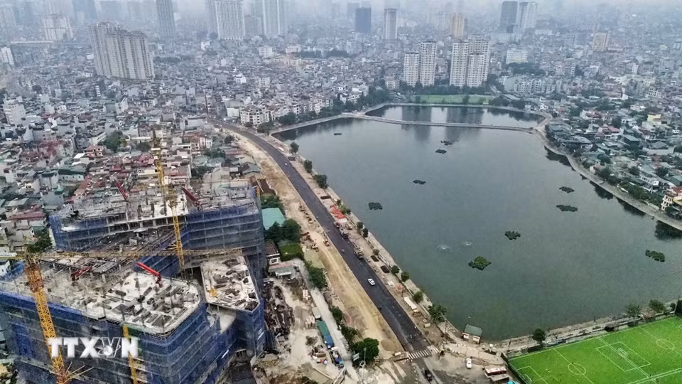 Đoạn tuyến Nguyễn Trãi-Đầm Hồng thông xe kỹ thuật ngày 10/10. (Ảnh: Trần Việt/TTXVN)