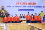Thủ tướng Phạm Minh Chính động viên, giao nhiệm vụ cho Đoàn thể thao Việt Nam tham dự SEA Games 33. (Ảnh: Dương Giang/TTXVN)