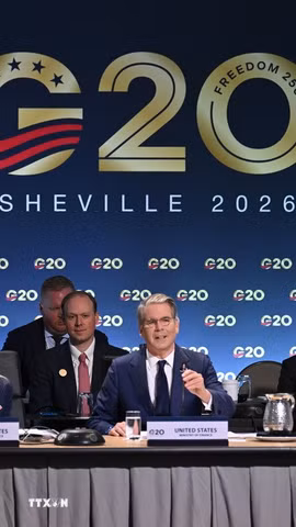 Hội nghị Bộ trưởng Tài chính và Thống đốc Ngân hàng Trung ương G20 ở Asheville, bang North Carolina, Mỹ ngày 1/9/2026. (Ảnh: AA/TTXVN phát)