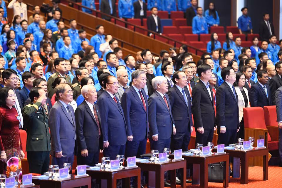 Đại hội có sự tham dự của các vị lãnh đạo, nguyên lãnh đạo Đảng, Nhà nước. (Ảnh: CTV/Vietnam+)