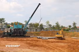 Dự án Nhà ở xã hội Thiện kế xanh đang được đẩy nhanh tiến độ triển khai. (Ảnh: Nguyễn Thảo/Vietnam+)